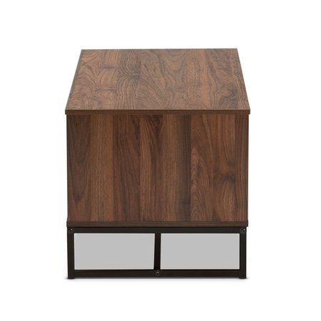 Baxton Studio Flannery Modern and Contemporary Walnut Brown Finished Wood and Black Finished Metal Coffee Table 180-11209-Zoro